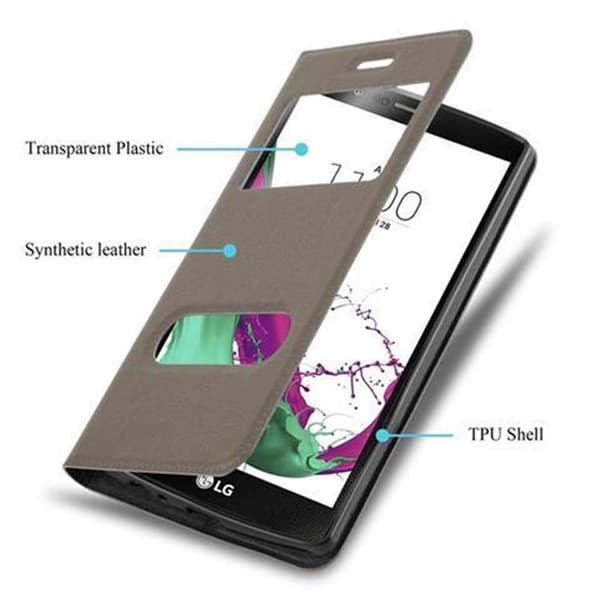 Deksel til LG G4 / G4 PLUS Lommebokdeksel med magnetisk lukking, stativfunksjon og 2 visningsvinduer