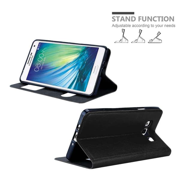 Samsung Galaxy A7 2015 Suojakotelo Suojakuori Lompakkokotelo Matkapuhelinkotelo jossa on magneettisuljenta, jalusta-toiminto ja 2 katseluikkunaa