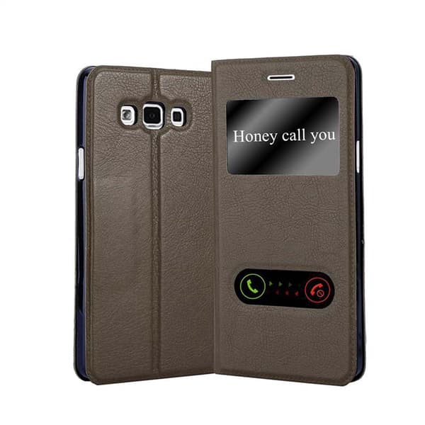Samsung Galaxy A7 2015 Suojakotelo Suojakuori Lompakkokotelo Matkapuhelinkotelo jossa on magneettisuljenta, jalusta-toiminto ja 2 katseluikkunaa