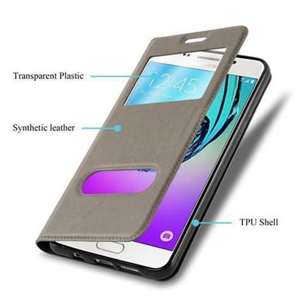 Deksel til Samsung Galaxy A5 2016 Lommebokdeksel med magnetisk lukking, stativfunksjon og 2 visningsvinduer