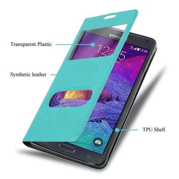 Deksel til Samsung Galaxy NOTE 4 Lommebokdeksel med magnetisk lukking, stativfunksjon og 2 visningsvinduer