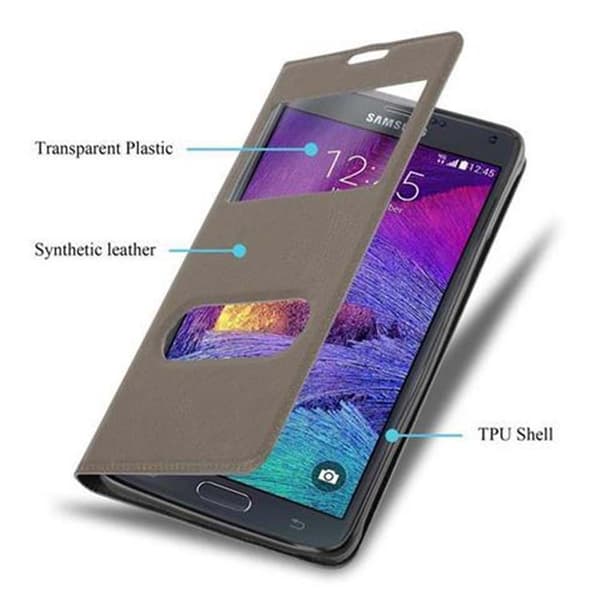 Deksel til Samsung Galaxy NOTE 4 Lommebokdeksel med magnetisk lukking, stativfunksjon og 2 visningsvinduer