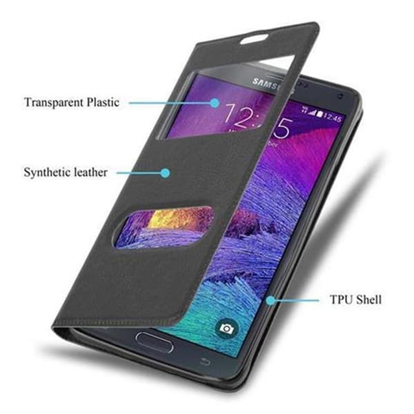 Deksel til Samsung Galaxy NOTE 4 Lommebokdeksel med magnetisk lukking, stativfunksjon og 2 visningsvinduer