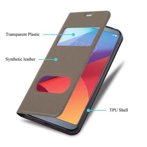 Deksel til LG G6 Lommebokdeksel med magnetisk lukking, stativfunksjon og 2 visningsvinduer