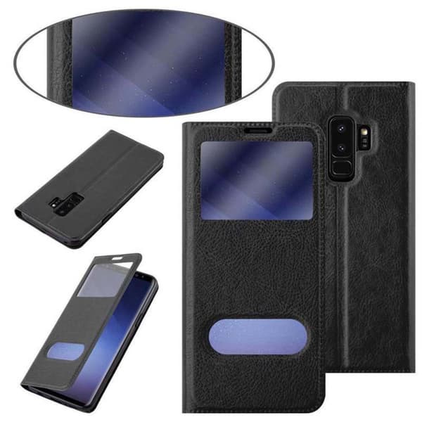 Deksel til Samsung Galaxy S9 PLUS Lommebokdeksel med magnetisk lukking, stativfunksjon og 2 visningsvinduer