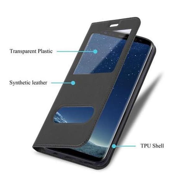 Samsung Galaxy S8 Skal Plånboksfodral Fodral Case med magnetisk stängning, ståfunktion och 2 visningsfönster
