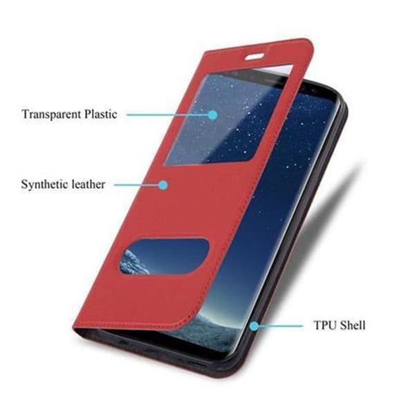 Samsung Galaxy S8 Skal Plånboksfodral Fodral Case med magnetisk stängning, ståfunktion och 2 visningsfönster