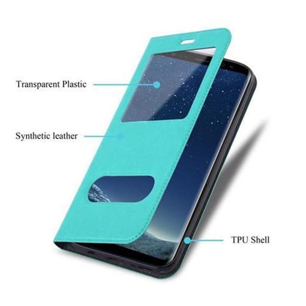 Samsung Galaxy S8 Suojakotelo Suojakuori Lompakkokotelo Matkapuhelinkotelo jossa on magneettisuljenta, jalusta-toiminto ja 2 katseluikkunaa