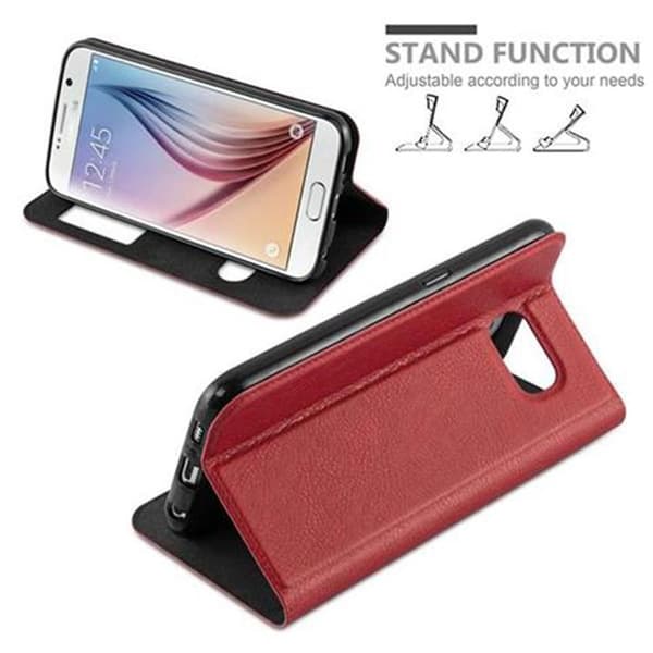 Samsung Galaxy S6 Skal Plånboksfodral Fodral Case med magnetisk stängning, ståfunktion och 2 visningsfönster