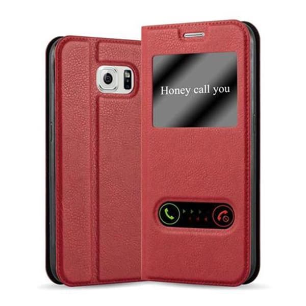 Samsung Galaxy S6 Skal Plånboksfodral Fodral Case med magnetisk stängning, ståfunktion och 2 visningsfönster