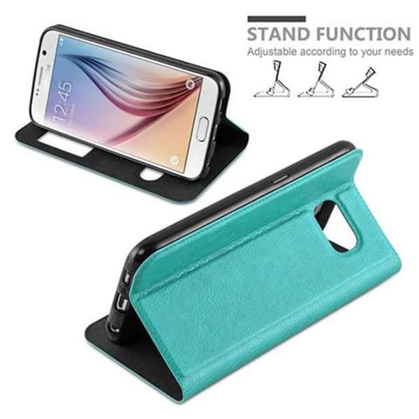 Samsung Galaxy S6 Skal Plånboksfodral Fodral Case med magnetisk stängning, ståfunktion och 2 visningsfönster
