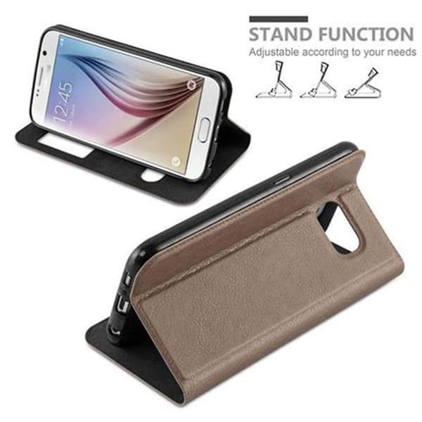 Samsung Galaxy S6 Skal Plånboksfodral Fodral Case med magnetisk stängning, ståfunktion och 2 visningsfönster