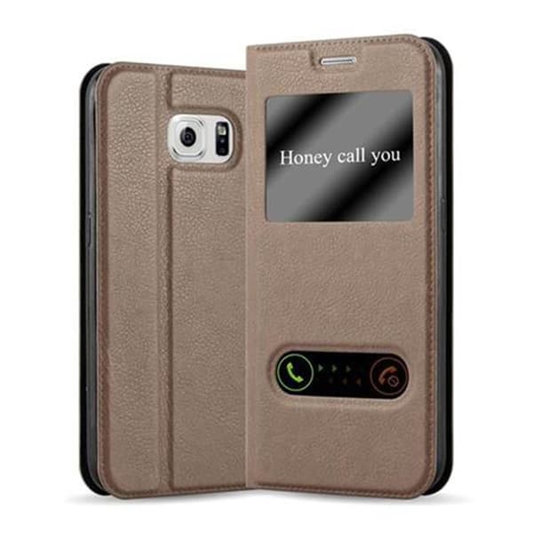 Samsung Galaxy S6 Skal Plånboksfodral Fodral Case med magnetisk stängning, ståfunktion och 2 visningsfönster