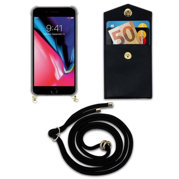 Mobiltelefonkedja för iPhone 7 PLUS / 7S PLUS / 8 PLUS Skal Fodral Case Cover Skyddande silikonhölje Fodral med guldringar, rem för sladd och