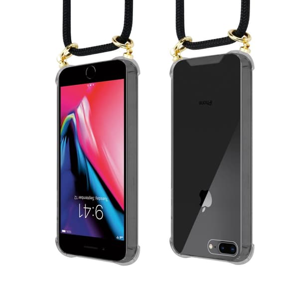 iPhone 7 PLUS / 7S PLUS / 8 PLUS Suojakuori ketju Silikoni suojakotelo Gold Rings johto hihna ja irrotettava asia