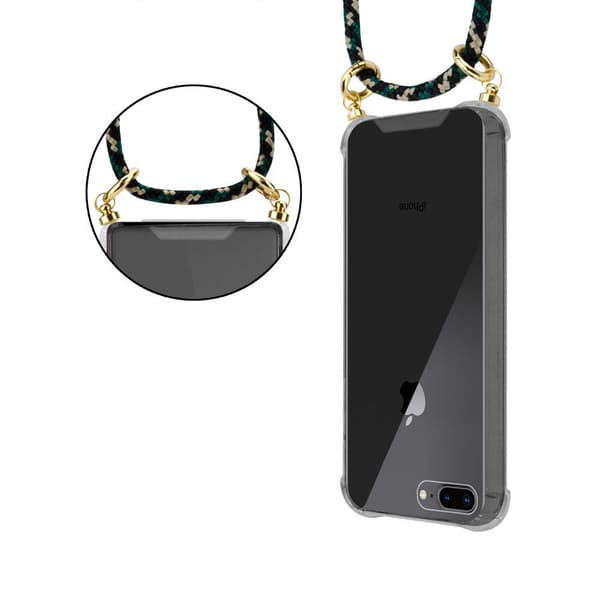 iPhone 7 PLUS / 7S PLUS / 8 PLUS Suojakuori ketju Silikoni suojakotelo Gold Rings johto hihna ja irrotettava asia