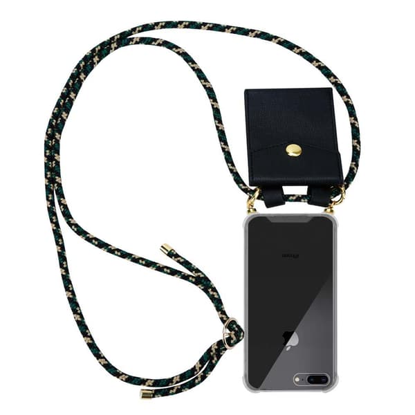 iPhone 7 PLUS / 7S PLUS / 8 PLUS Suojakuori ketju Silikoni suojakotelo Gold Rings johto hihna ja irrotettava asia