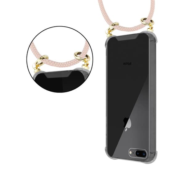 Mobiltelefonkedja för iPhone 7 PLUS / 7S PLUS / 8 PLUS Skal Fodral Case Cover Skyddande silikonhölje Fodral med guldringar, rem för sladd och