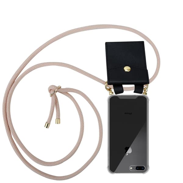 Mobiltelefonkedja för iPhone 7 PLUS / 7S PLUS / 8 PLUS Skal Fodral Case Cover Skyddande silikonhölje Fodral med guldringar, rem för sladd och