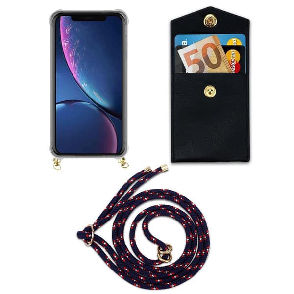 Deksel med kedja for iPhone 11 PRO Case med gullringer, ledningsstropp og avtakbart etui