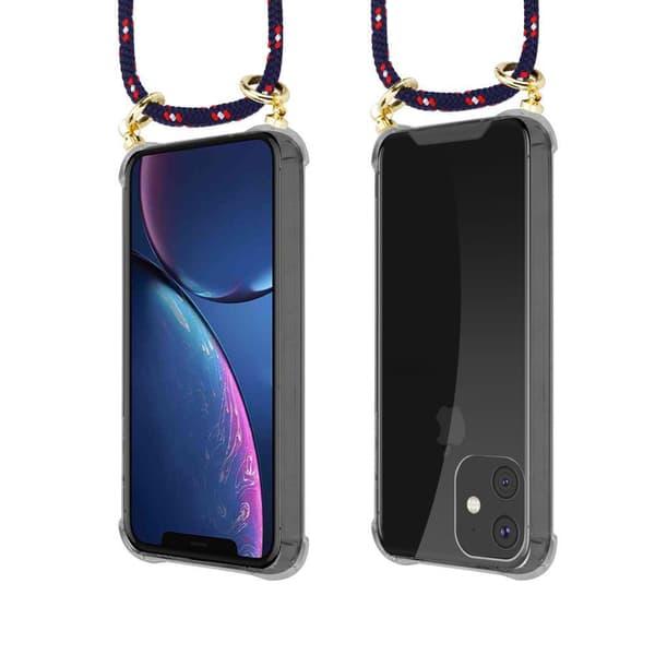 Deksel med kedja for iPhone 11 PRO Case med gullringer, ledningsstropp og avtakbart etui