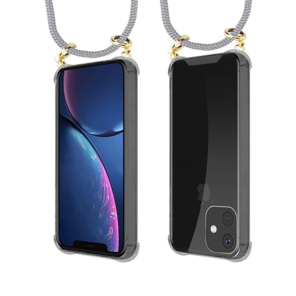 Deksel med kedja for iPhone 11 PRO Case med gullringer, ledningsstropp og avtakbart etui