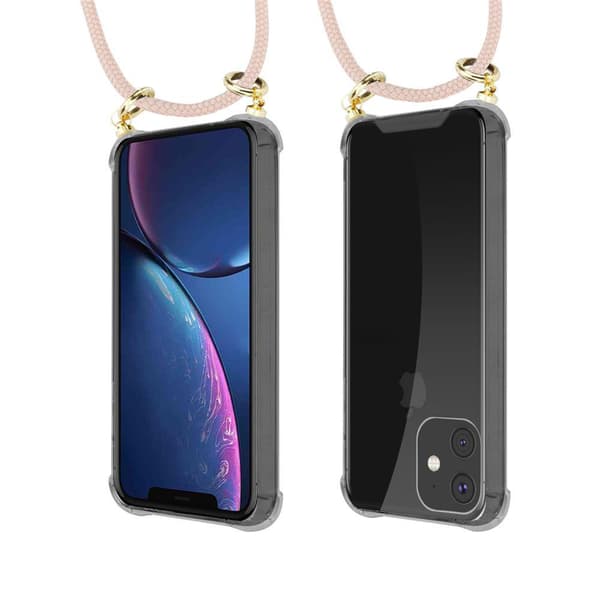 Deksel med kedja for iPhone 11 PRO Case med gullringer, ledningsstropp og avtakbart etui