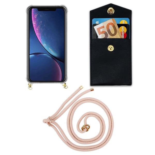 Deksel med kedja for iPhone 11 PRO MAX Case med gullringer, ledningsstropp og avtakbart etui