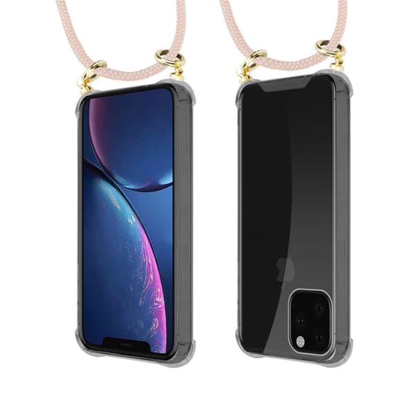 Deksel med kedja for iPhone 11 PRO MAX Case med gullringer, ledningsstropp og avtakbart etui