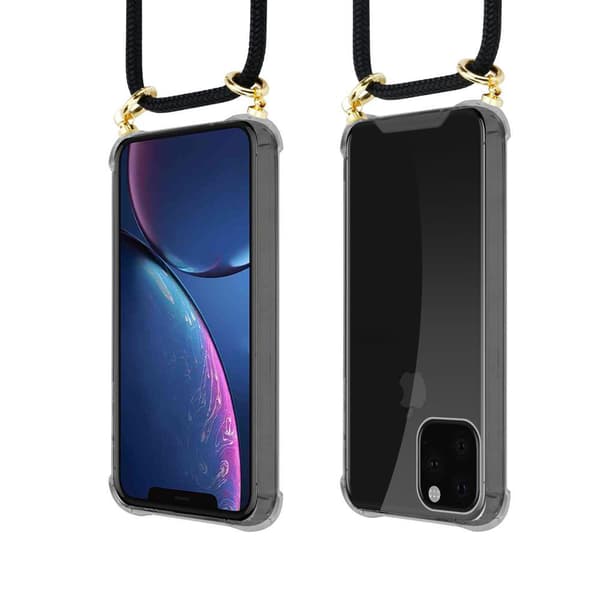 iPhone 11 PRO MAX Suojakuori ketju Silikoni suojakotelo Gold Rings johto hihna ja irrotettava asia