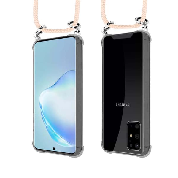 Deksel med kedja Samsung Galaxy S20 PLUS Case med sølvfargede ringer, ledningsstropp og avtakbart etui