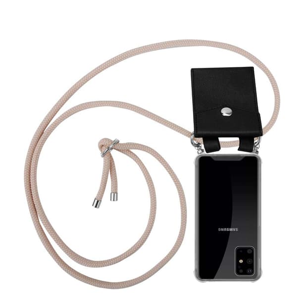 Deksel med kedja Samsung Galaxy S20 PLUS Case med sølvfargede ringer, ledningsstropp og avtakbart etui PEARLY ROSE GULL