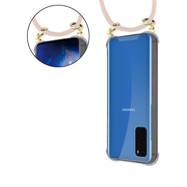 Deksel med kedja for Samsung Galaxy S20 Case med gullringer, ledningsstropp og avtakbart etui