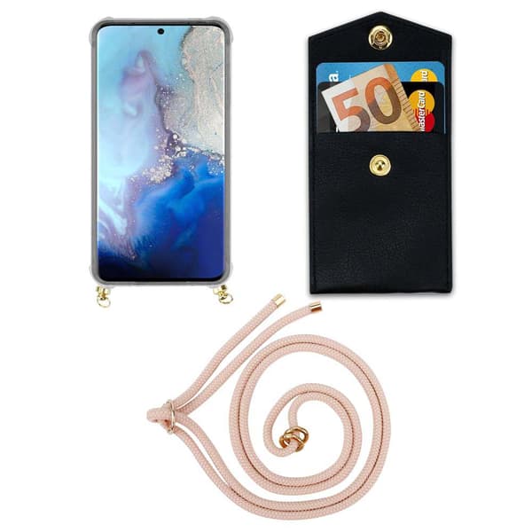 Deksel med kedja for Samsung Galaxy S20 Case med gullringer, ledningsstropp og avtakbart etui