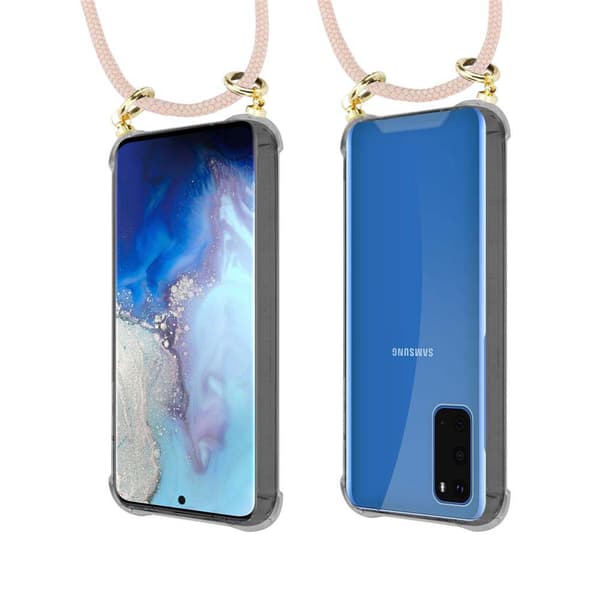 Deksel med kedja for Samsung Galaxy S20 Case med gullringer, ledningsstropp og avtakbart etui