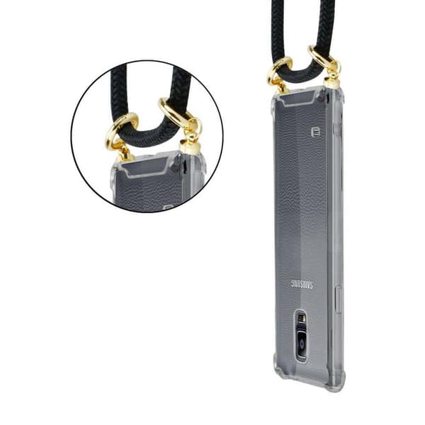 Deksel med kedja for Samsung Galaxy NOTE 4 Case med gullringer, ledningsstropp og avtakbart etui