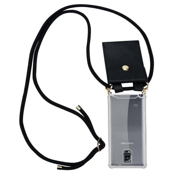 Deksel med kedja for Samsung Galaxy NOTE 4 Case med gullringer, ledningsstropp og avtakbart etui