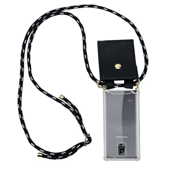 Deksel med kedja for Samsung Galaxy NOTE 4 Case med gullringer, ledningsstropp og avtakbart etui