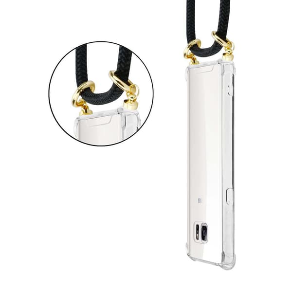 Deksel med kedja for Samsung Galaxy NOTE 5 Case med gullringer, ledningsstropp og avtakbart etui