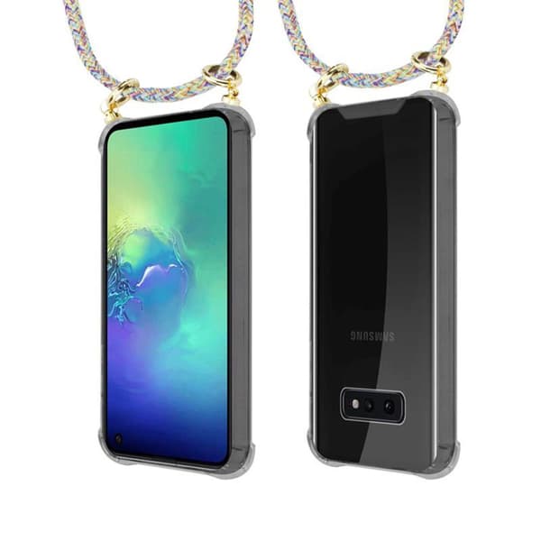 Samsung Galaxy S10e Suojakuori ketju Silikoni suojakotelo Gold Rings johto hihna ja irrotettava asia