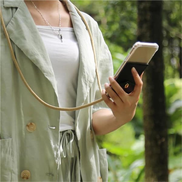 Deksel med kedja for Samsung Galaxy S10 4G Case med gullringer, ledningsstropp og avtakbart etui