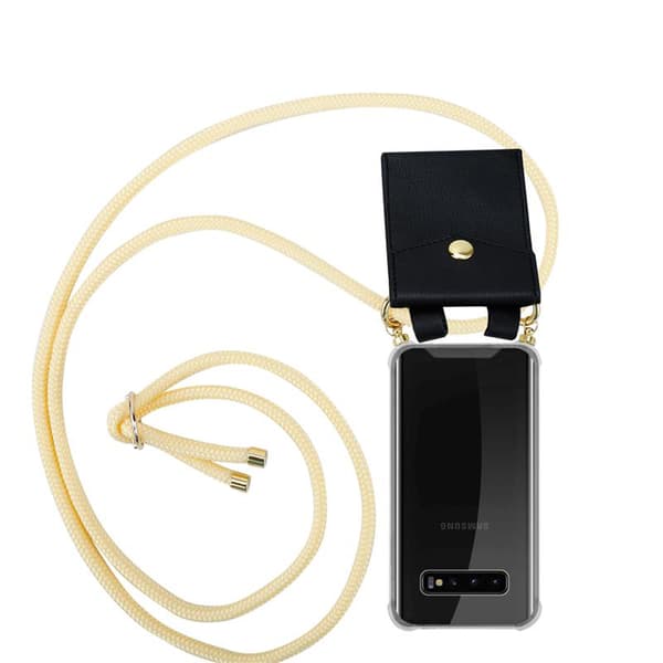 Samsung Galaxy S10 4G Suojakuori ketju Silikoni suojakotelo Gold Rings johto hihna ja irrotettava asia