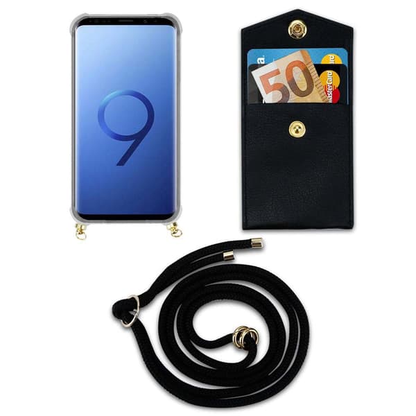 Samsung Galaxy S9 PLUS Suojakuori ketju Silikoni suojakotelo Gold Rings johto hihna ja irrotettava asia