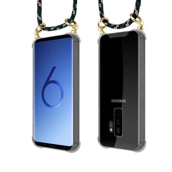 Samsung Galaxy S9 PLUS Suojakuori ketju Silikoni suojakotelo Gold Rings johto hihna ja irrotettava asia