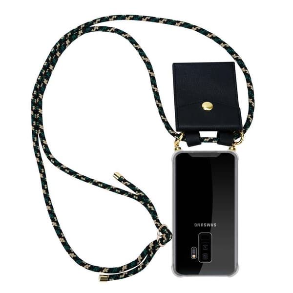 Deksel med kedja for Samsung Galaxy S9 PLUS Case med gullringer, ledningsstropp og avtakbart etui