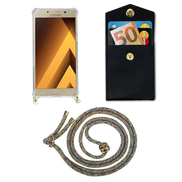 Samsung Galaxy A5 2017 Suojakuori ketju Silikoni suojakotelo Gold Rings johto hihna ja irrotettava asia