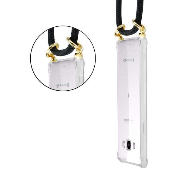 Deksel med kedja for Samsung Galaxy J7 2016 Case med gullringer, ledningsstropp og avtakbart etui