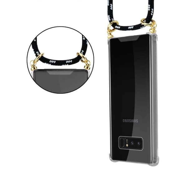 Samsung Galaxy NOTE 8 Suojakuori ketju Silikoni suojakotelo Gold Rings johto hihna ja irrotettava asia