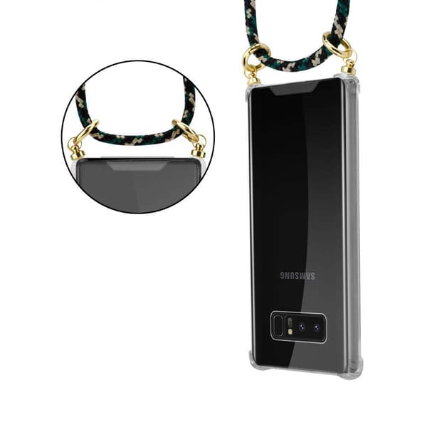 Samsung Galaxy NOTE 8 Suojakuori ketju Silikoni suojakotelo Gold Rings johto hihna ja irrotettava asia