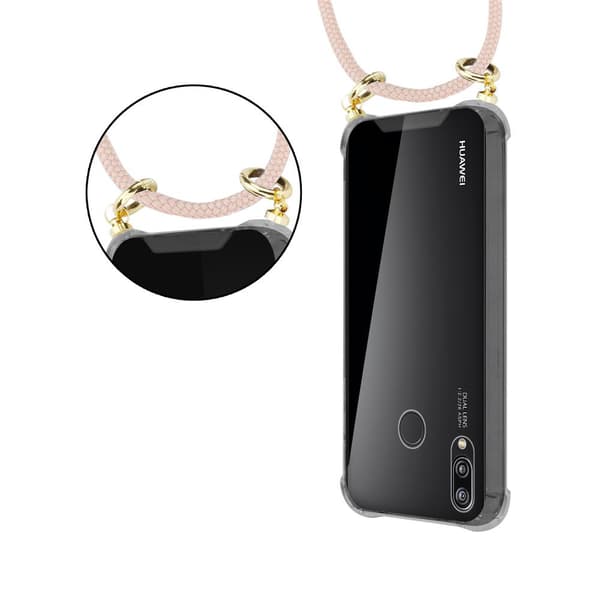 Deksel med kedja for Huawei P20 LITE 2018 / NOVA 3E Case med gullringer, ledningsstropp og avtakbart etui